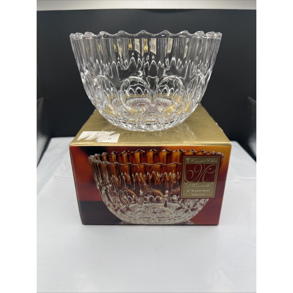 NIB Vintage Crystal Clear Studios Marielle 6 inch Lead Crystal Bowl Japan